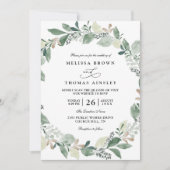 Watercolor Eucalyptus Leaves Chic QR Code Wedding Einladung (Vorderseite)