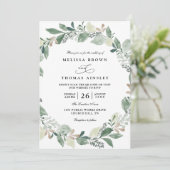 Watercolor Eucalyptus Leaves Chic QR Code Wedding Einladung (Stehend Vorderseite)