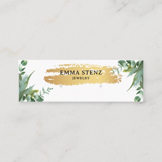 Watercolor Eucalyptus Leaves Earring Studs Hoops Mini Visitenkarte (Vorderseite)