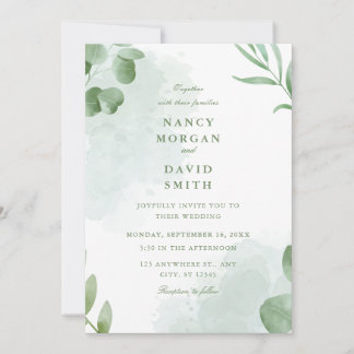 Watercolor Eucalyptus Leaves Greenery Wedding Einladung