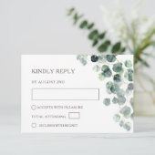 Watercolor Eucalyptus Leaves Wedding RSVP Karte (Stehend Vorderseite)