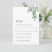 Watercolor Eucalyptus Leaves Wedding RSVP Karte (Stehend Vorderseite)