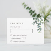 Watercolor Eucalyptus Leaves Wedding RSVP Karte (Stehend Vorderseite)