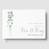 Watercolor Eucalyptus New Mrs. Name Wedding Gästebuch (Vorderseite)