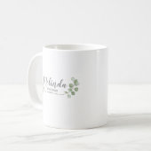 Watercolor Eucalyptus Personalized Bridesmaid Name Kaffeetasse (Vorderseite Links)