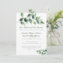 Watercolor Eucalyptus Rehearsal Dinner | White Einladung