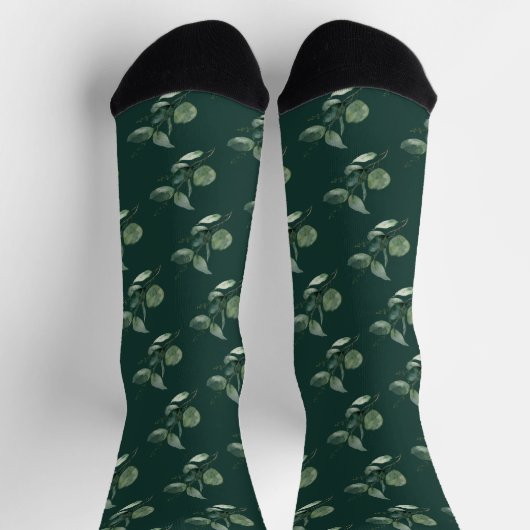 Watercolor Eucalyptus Sage Green College Socken (Oben)