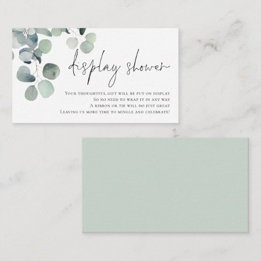 Watercolor Eucalyptus Script Display Bridal Shower Begleitkarte (Vorne/Hinten)