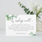 Watercolor eucalyptus script wedding wishing well begleitkarte (Stehend Vorderseite)