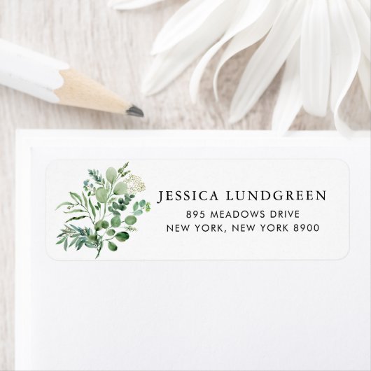 Watercolor Eucalyptus Verlasst Grüne Anschrift (Insitu)