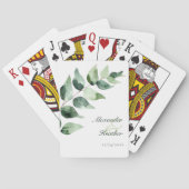 Watercolor Eucalyptus Wedding Favor | White Spielkarten (Rückseite)
