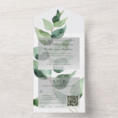 Watercolor Eucalyptus Wedding | White All In One Einladung (Innen Boden)