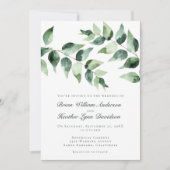 Watercolor Eucalyptus Wedding | White Einladung (Vorderseite)