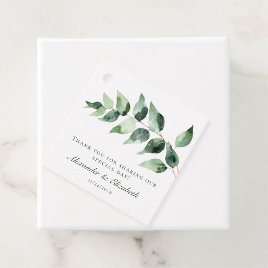 Watercolor Eucalyptus Wedding | White Geschenkanhänger (Beispiel)