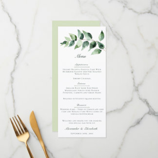 Watercolor Eucalyptus Wedding | White Menükarte