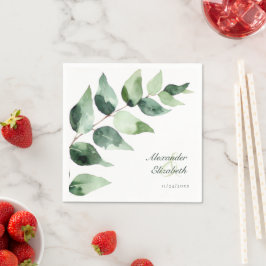 Watercolor Eucalyptus Wedding | White Paper Serviette
