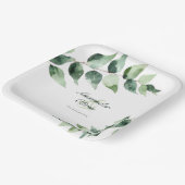 Watercolor Eucalyptus Wedding | White Pappteller (Gewinkelt)