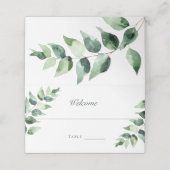 Watercolor Eucalyptus Wedding | White Platzkarte (Außenseite Aufgefaltet)