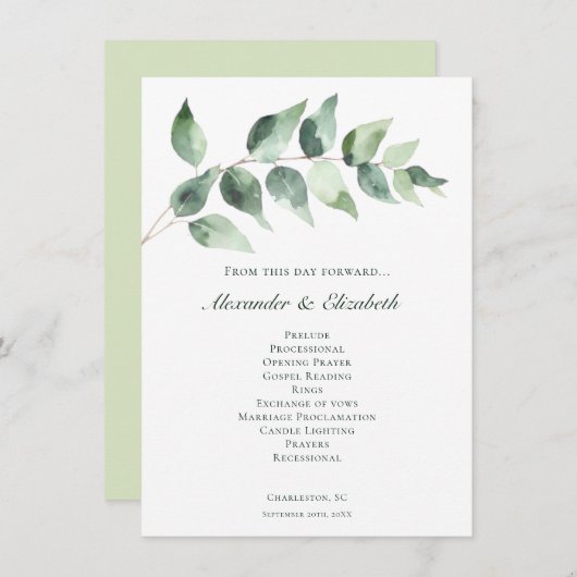 Watercolor Eucalyptus Wedding | White Program (Vorne/Hinten)