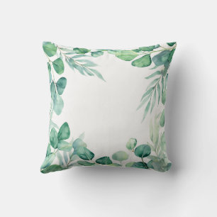 Watercolor Eukalyptus-Kranz-Design Kissen