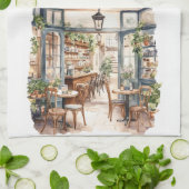 Watercolor European Street Café Geschirrtuch (Gefaltet)