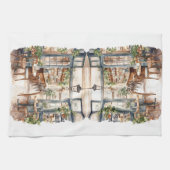 Watercolor European Street Café Geschirrtuch (Horizontal)