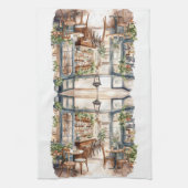 Watercolor European Street Café Geschirrtuch (Vertikal)