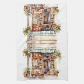 Watercolor European Street Café Geschirrtuch (Vertikal)