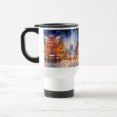 Watercolor European Winter Citycape Weihnachten Reisebecher (Links)