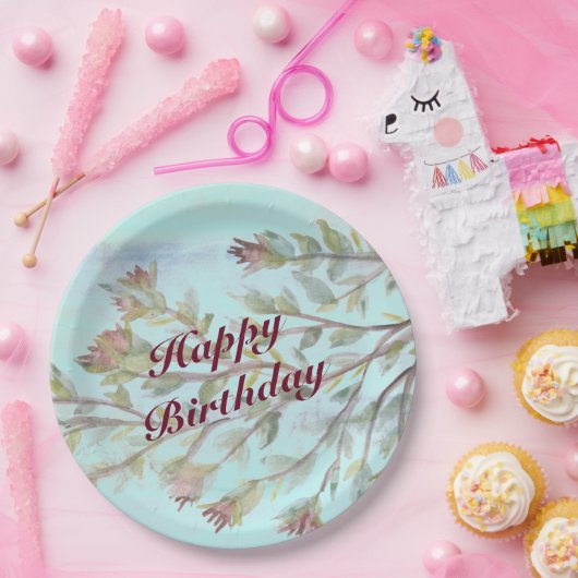 Watercolor-Event-Papiertafel in Burgund Pappteller (Party)