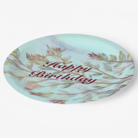 Watercolor-Event-Papiertafel in Burgund Pappteller (Schrägansicht)