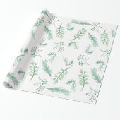 Watercolor Evergreen Holiday Wrapping Paper Geschenkpapier (Ungerollt)