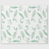 Watercolor Evergreen Holiday Wrapping Paper Geschenkpapier (Flach)