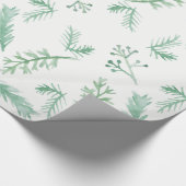 Watercolor Evergreen Holiday Wrapping Paper Geschenkpapier (Ecke)
