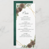 Watercolor Evergreen Pine Cone Winter Wedding Menu Einladung (Vorne/Hinten)