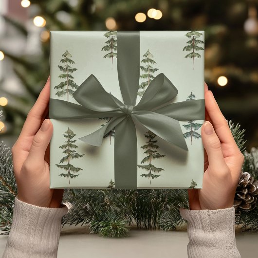 Watercolor Evergreen Trees  Geschenkpapier