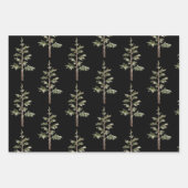 Watercolor Evergreen Trees on Black Rustic  Geschenkpapier Set (Vorderseite 3)