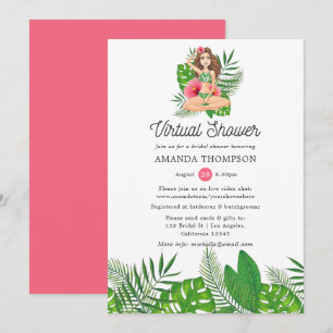 Watercolor Exotic Aloha Luau Virtuelle Brautparty Einladung