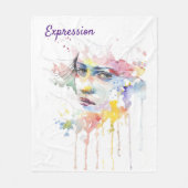 Watercolor Face Expression Fleece Blanket (Vorderseite)