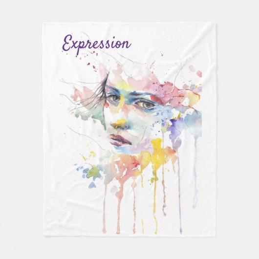 Watercolor Face Expression Fleece Blanket (Vorderseite)