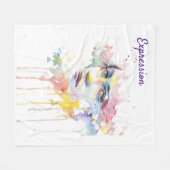 Watercolor Face Expression Fleece Blanket (Vorderseite (Horizontal))