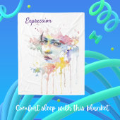 Watercolor Face Expression Fleece Blanket