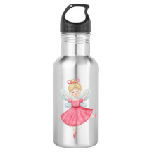 Watercolor Fairy Ballerina Kids Water Bottle