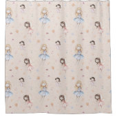 Watercolor Fairy Flowers Peach Whimsical Fairytale Duschvorhang (Vorderseite)