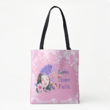 watercolor faith hope love tote bag