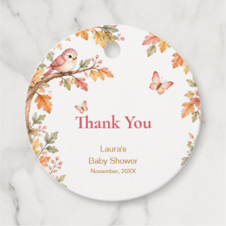 Watercolor Fall Autumn Baby Girl Shower Thank You Geschenkanhänger