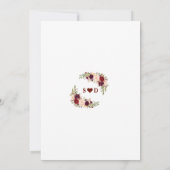Watercolor Fall Burgund Rote Blume Hochzeit Einladung (Rückseite)
