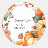 Watercolor Fall-Designlabel für selbst gemachte Pr Runder Aufkleber (Vorderseite)