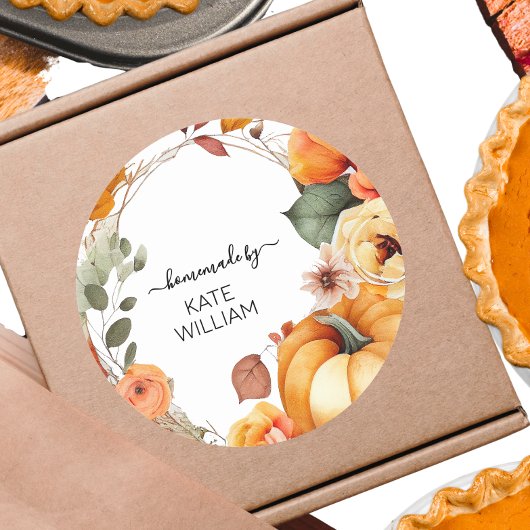 Watercolor Fall-Designlabel für selbst gemachte Pr Runder Aufkleber
