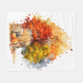 Watercolor Fall Dog Design - Deutscher Hirte Fleecedecke (Vorderseite (Horizontal))